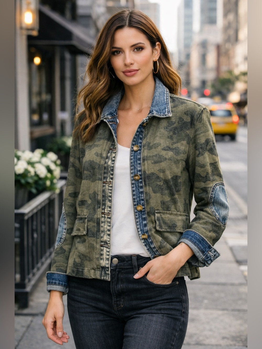 Amici Italy - Faded Camo Jean Jacket - Made in Italy - Medium - New with Tags